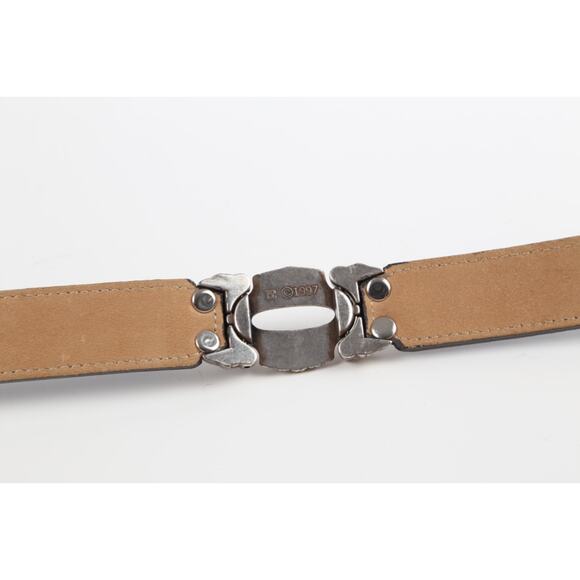 Vintage Streets Ahead Croco Print Leather Skinny Belt Western Buckle Size S - Picture 10 of 11